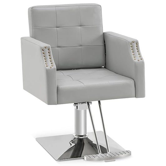 BarberPub Classic Salon Chair for Hair Stylist,Hydraulic Barber Styling Chair,Beauty Salon Spa Equipment 8818 (Grey)