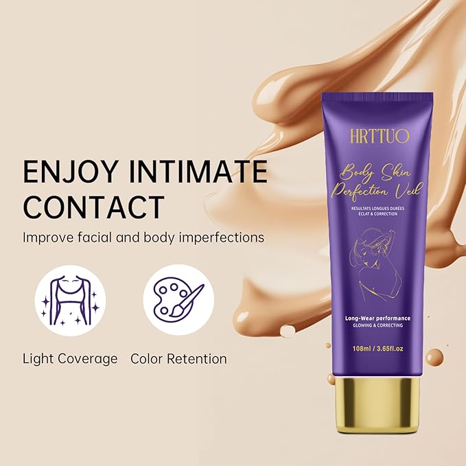 Body Coverage Perfector with Brush - Waterproof Leg & Body Makeup for Skin Imperfections & Uneven Tone, Transfer-Resistant Natural Finish Concealer, Flawless Looking Legs (Natural Radiance)