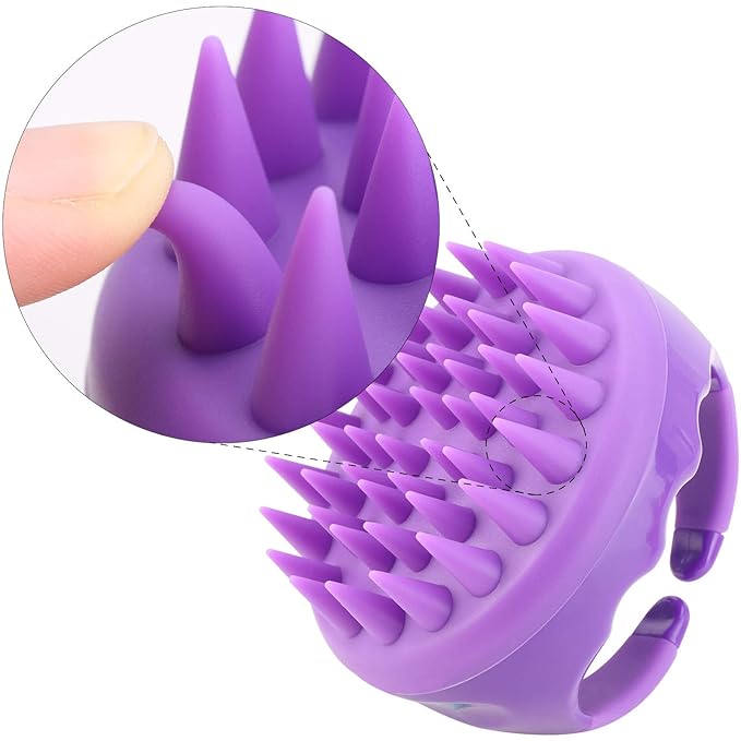 BTYMS Silicone Scalp Scrubber Hair Shampoo Brush, Head Scrubber Hair Wash Brush Cleansing Dandruff Brush - Purple