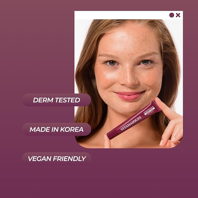 Vitamasques Lip Butter Balm - Berry Jam, Korean Lip Balm - Peptide Lip Treatment - Lips Balm Hydrating - Light Tinted Lips balm - Made in Korea - 0.33 fl.oz