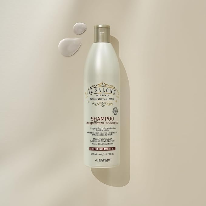 Il Salone Milano Professional Magnificent Shampoo - Color Safe Shampoo for Processed and Color Treated Hair - Enriched with Almond Oil for Radiant Shine - Salon-Quality Hair Care (16.9 oz / 500 ml)
