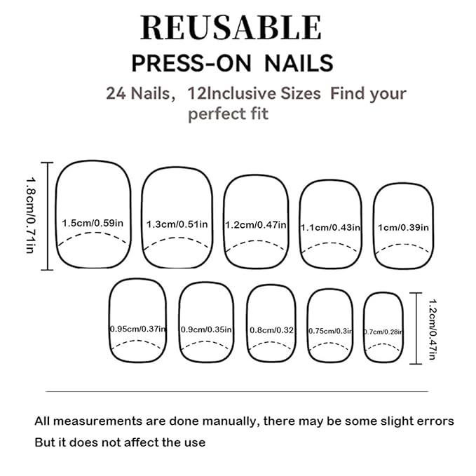 Short Press on Nails Square Fake Nails Blue False Nails Summer Nail Wave Glossy Full Cover Acrylic Nails Glue on Nail Artificial for Women Manicure 24Pcs