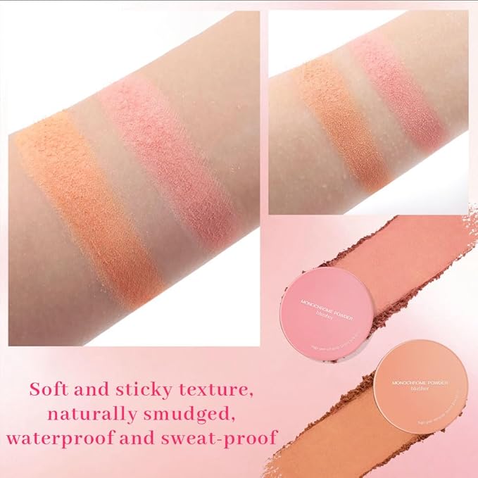 Warm Orange Powder Matte Blush with Mirror – Lightweight Smooth Blendable Baked Blush, Fade & Transfer-Resistant, Natural Matte Finish, Vegan & Cruelty Free, Perfect Makeup Gift for Women #02