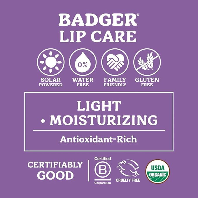 Badger - Classic Lip Balm Green Box, Made with Organic Olive Oil, Beeswax & Rosemary, Natural Lip Balm Variety Pack, Certified Organic, Moisturizing Lip Balm, 0.15 oz each - 4 pack