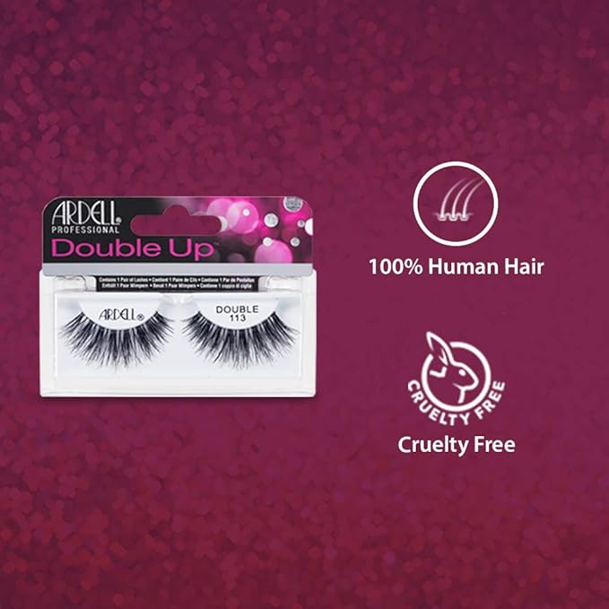 Ardell False Eyelashes Double Up 113 - Reusable Dramatic Volume Lashes, Eye Makeup Beauty Enhancement, 4 Pack