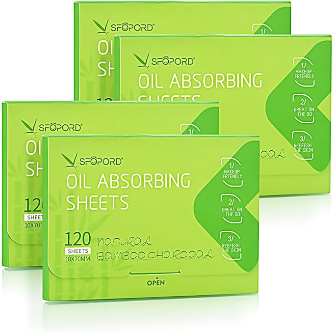 Oil Absorbing Sheets with Bamboo Charcoal - 4 Oily Skin