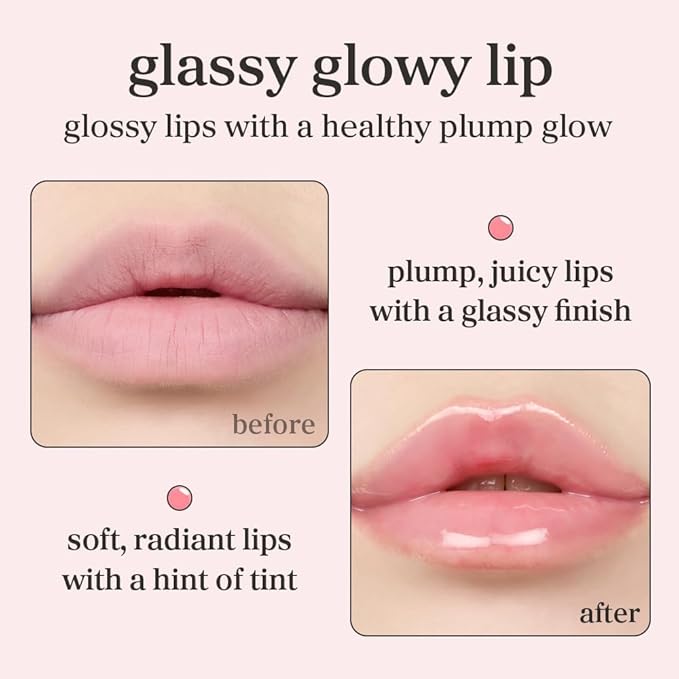 NOONI Korean Lip Oil - Applepeony | Long-Lasting, Moisturizing, Plumping, Revitalizing for Dry Lips, Waterproof, No Peel Off, Hydrating, Nourishing Crystal Clear, Stocking Stuffers 0.12 FL Oz