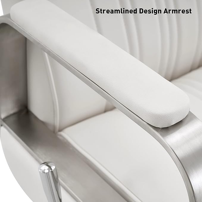 BarberPub Salon Chair for Hair Stylist, All Purpose Hydraulic Barber Styling Chair, Beauty Spa Equipment 8548 (White)