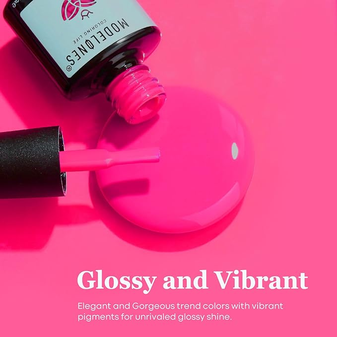 modelones Neon Gel Nail Polish Set, 6 Colors Neon Hot Pink Nail Gel Kit Soak Off Nail Art Gift