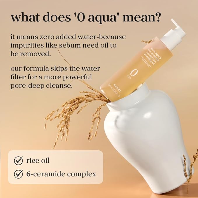 NOONI Korean Cleansing Oil – Snow Aqua 0 Rice Ceramide Barrier Care Cleansing Oil | Makeup Remover, Face Wash, Gentle Facial Cleanser, Pore Care, Korean Skin Care, Vegan, Stocking Stuffers, 6.76 Fl Oz