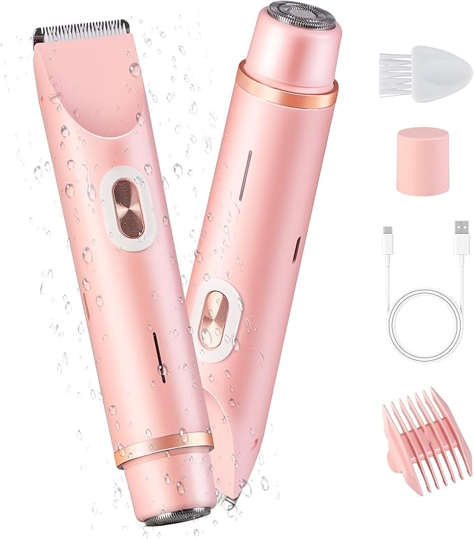 Glow Aura Womens Shaver, Bikini Trimmer for Women, Glow Aura Electric Razor, Comfort 2 in 1 Electric Lady Shaverr, Dual Head Groomer, Glowaura Womens Razor, GlowAura Bikini Shaver Body Grooming Tool