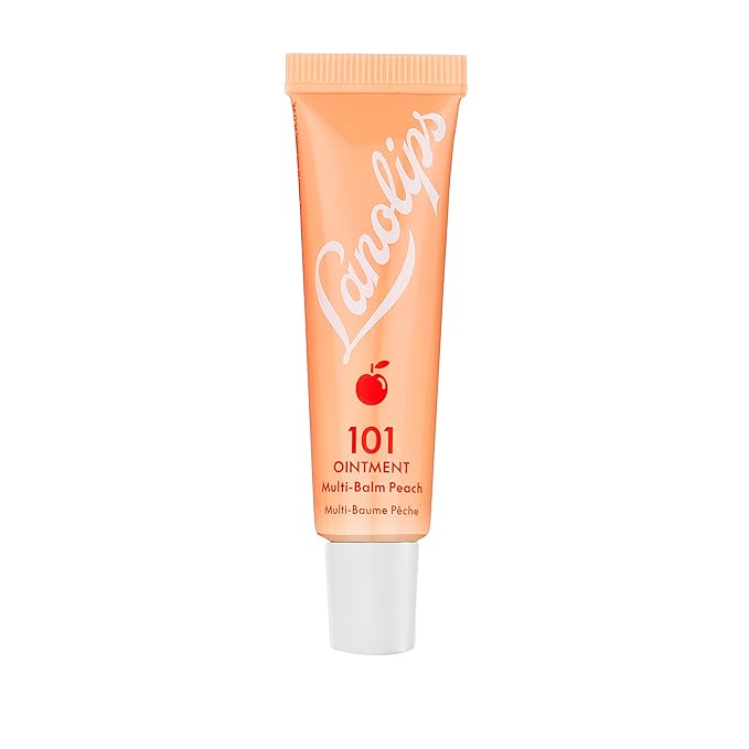 Lanolips 101 Ointment - Lanolin Lip Balm for Smooth, Hydrated & Healthy Lips - Multipurpose Ointment with Lanolin Oil for Dry Cuticles & More - Peach (0.52 oz)