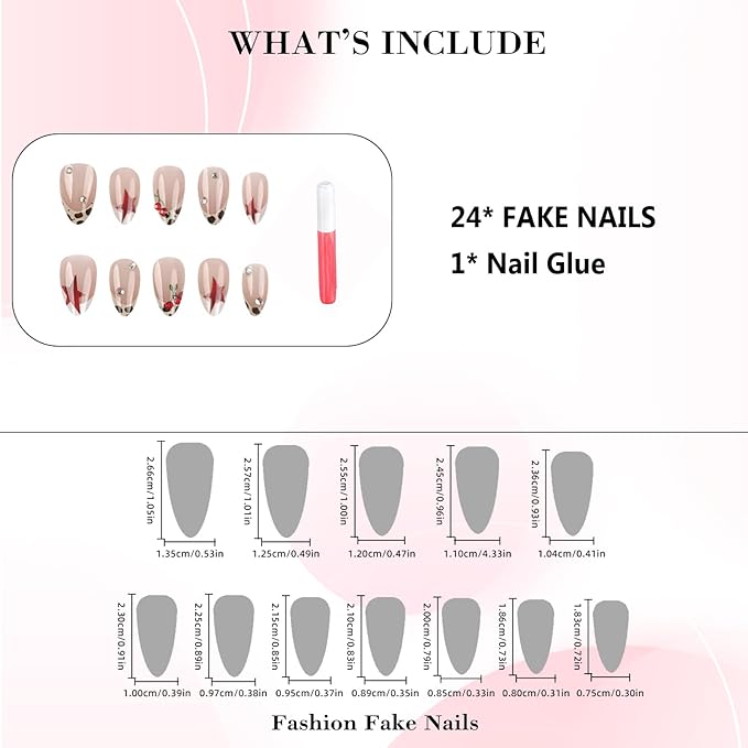 IMRAIN Medium Press on Nails Almond Fake Nails White French Tips False Nails with Leopard Print Designs Full Cover Glossy Glue on Nails Nude Acrylic Stick on Nails for Women 24Pcs