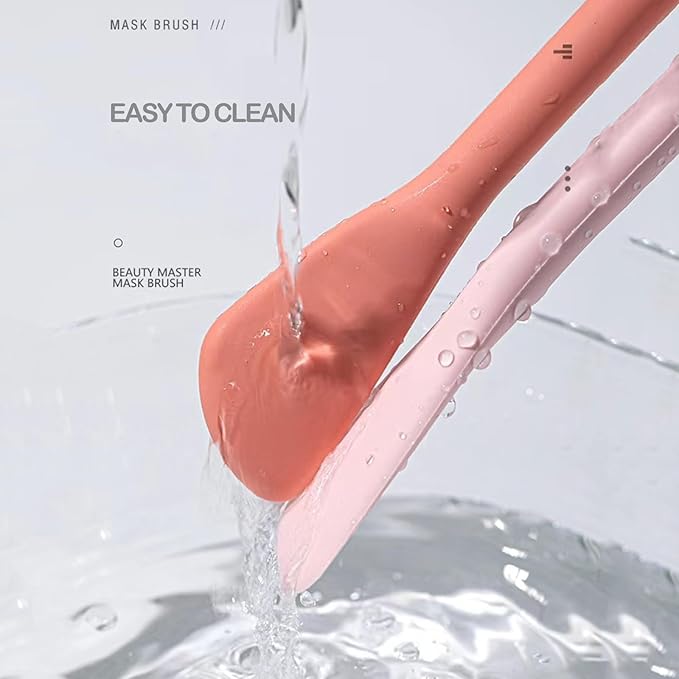 Silicone Face Mask Applicator Brush,Soft DIY Skincare Applicator Tools,Scrubber Exfoliator,Facial Cleansing Brush for Deep Gentle Exfoliating (Pink/Blue)