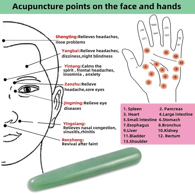 Gua Sha Massage Tools Jade Manual Stick Deep Tissue Natural Facial Tool for Full Body Meridian Pain Relief