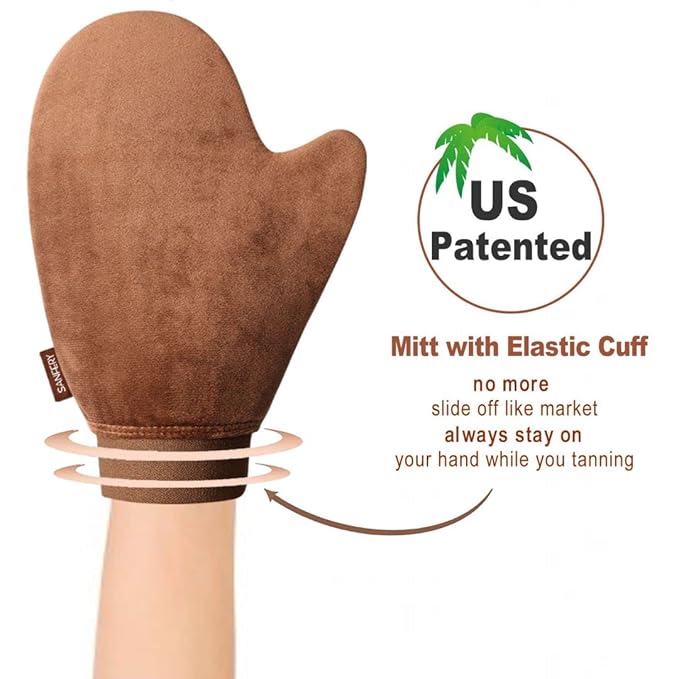 Sanfery Self Tanner Mitt - Self Tanning Mitt Applicator with【US Patent】Tanning Glove for Self Tan, Back Applicator, Mini Self Tan Mit, 3 Set Tanning Mitts Self Tanner Glove, Tan Glove