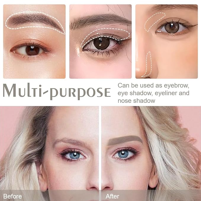 Taupe Grey Eye Brow Powder for Women, Matte Gray Black Eyebrow Powder Kit with Brush, Long-Lasting 3 Colors Beige White Brow Palette, Filler for Full, Defined Natural Brows Shaping