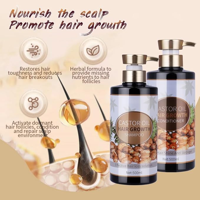 Silvercell Castor Oil for Hair Growth Conditioner, Prevents Hair Loss Conditioner Strengthens Hair Roots, Hair Care Conditioner Nourishes Dry Hair, Hair Thickening for Women & Men,16.91 fl.oz