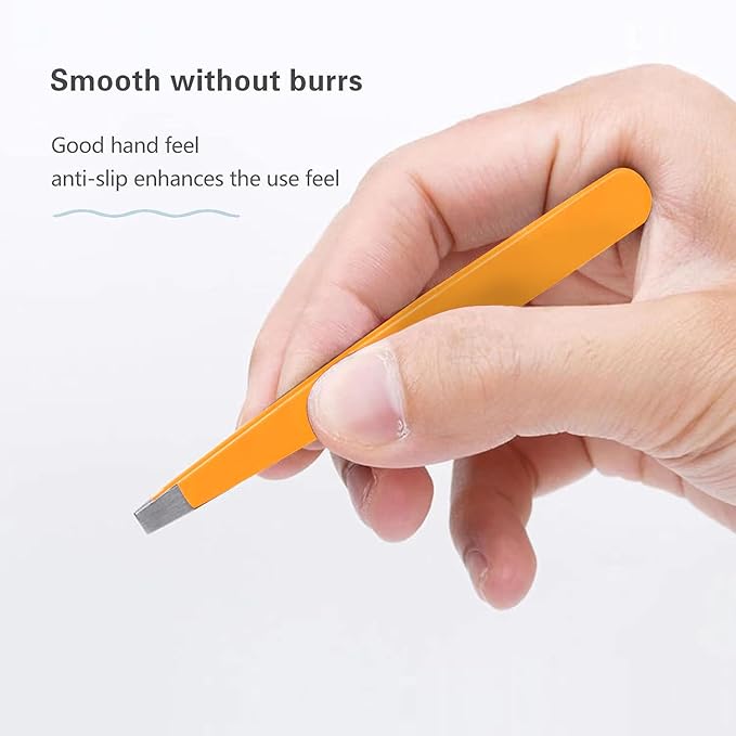 Tweezers Set, High Precision Stainless Steel Eyebrow Tweezers for Facial Hair, Inward Growing Hair and Splinter Remover Kit, Suitable for Women and Men, Pink and Black 4-Piece Set. (Orange)