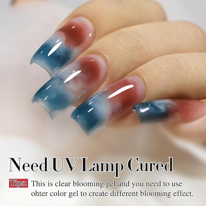 Double Rhythm Blooming Gel Polish 15 ml Clear Blooming Nail Art Polish for Spreading Effect DIY at Home 0.5 Oz (Clear)