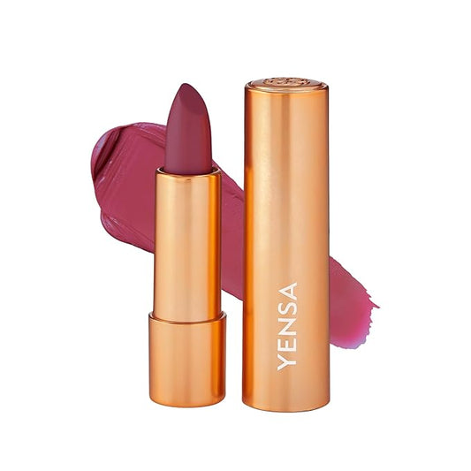 YENSA Vibrant Silk Hydrating Lip Stick - Long Lasting Lipstick with Hyaluronic Acid, Vitamin E & Super Oils - High Pigment Color & Semi Glossy Finish - Moisturizing Formula - Noble (0.12 oz)