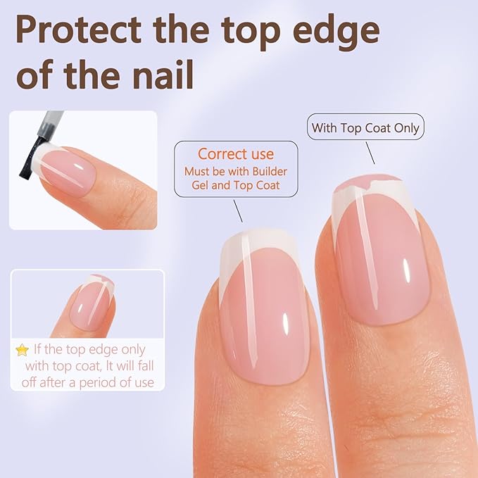 Misssix French Gel Nail Tips, 150Pcs French Tip Press on Nails Short Square Pink, No Need to File 3 in 1 Tips Pre-lasting, Fake Nails for Nail Art DIY 15 Sizes