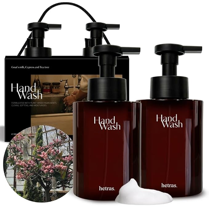 hetras. Perfume Bubble Hand Wash with Pump Dispenser 17.4 fl oz x 2 Pack | Flower Shop - Flowers & Green Grass Scent | Hydrates & Cleanses Skin | Gentle & Mild Ingredients