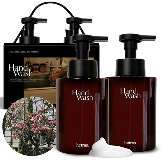 hetras. Perfume Bubble Hand Wash with Pump Dispenser 17.4 fl oz x 2 Pack | Flower Shop - Flowers & Green Grass Scent | Hydrates & Cleanses Skin | Gentle & Mild Ingredients