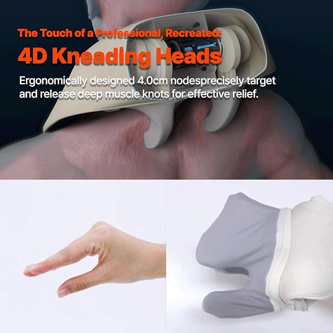 SPA:R Portable Neck Shoulder Massager – Korean MMA Star Choo Sung-Hoon – 4D Deep Kneading with Heat Control – Relieves Back, Shoulder & Muscle Pain – Shiatsu Pillow for Home Body Care