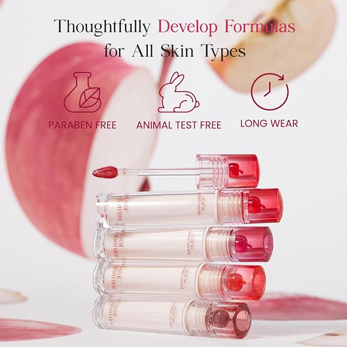 CLIO CRYSTAL GLAM TINT (CHERRY SERIES 028 DRY CHERRY), Glossy Finish, Lightweight, Buildable, Glass-Like, Smoothing, Long-Lasting, Vivid, Transparent, Shiny, Moisturizing Lip Stain, Korean Lip Tint