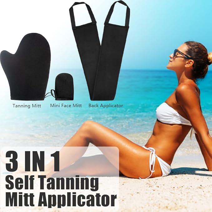 Tanning Mitts Self Tanner Mitt - KELILO Self Tanning Mitt Applicator 3 in 1, Self Tan Mit Self Tanning Glove for Self Tan Mitt, Self Tan Glove Self Tanner Glove Fake Tan Mit Sunless Tanner Mitt