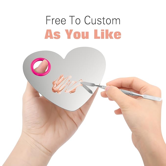 Luxspire Makeup Mixing Palette, Stainless Steel Cosmetics Makeup Palette Foundation Cream Mixing Blending Artist Tool Makeup Tools with Spatula for Eyeshadow, Lipsticks, Nail Art