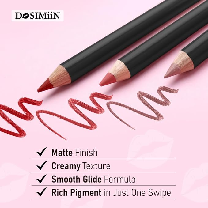 Lip Liner Pencil 15 Shades – Natural Nude Collection Lipliner Matte Finish, Creamy Texture, Long Lasting Color, High Pigmented Lip Pencils