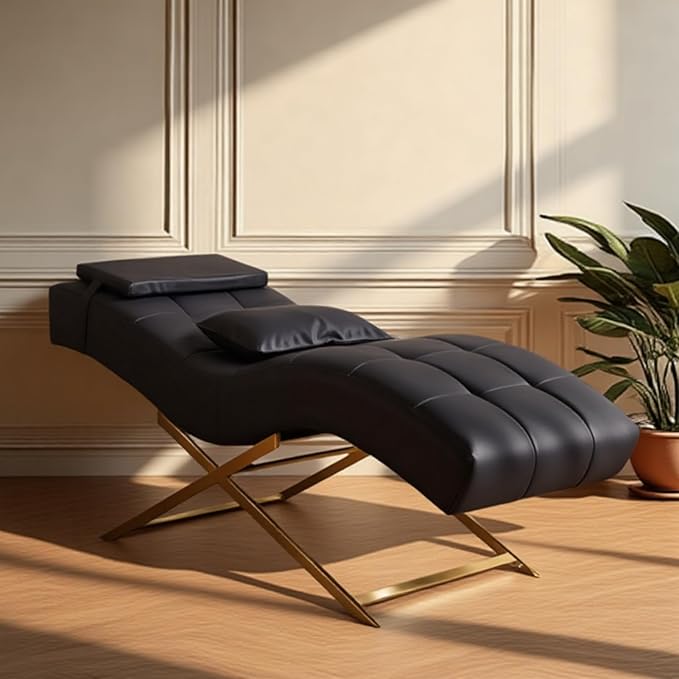 TATARTIST Lash Bed Professional Eyelash Extension Bed Comfortable Curved Cushion Treatment Table Beauty Salon Spa Massage Table for Lash Technicians (Black+Salon Stool)