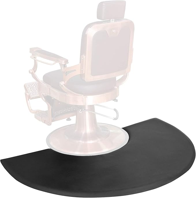 Kaleurrier Barber Chair Anti-Fatigue Floor Mat 5 ft. x 3 ft. with Semi-Circle Cut-Out for Barber Station Salon Shop Slip Resistant Waterproof 1 Inches Thick Saloon Foam Pad Black