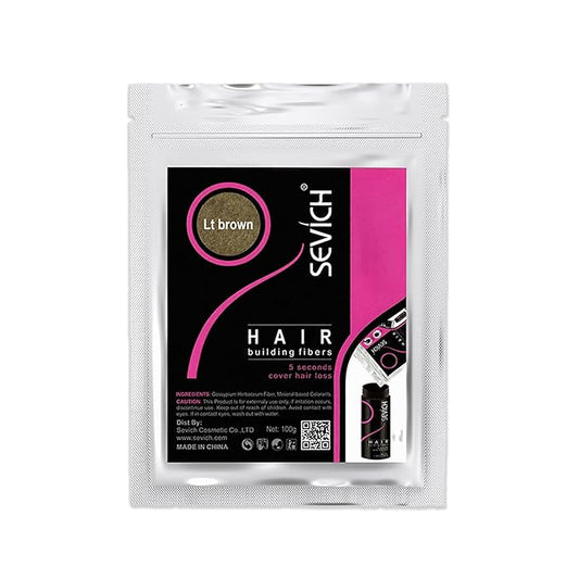 SEVICH Hair Fibers Refill 100g - Compatible with Most Brand Bottles | Hair Building Fibers for Thinning Hair | Instant Thickening Powder for Men & Women | 5-Second Natural Coverage,Light Brown
