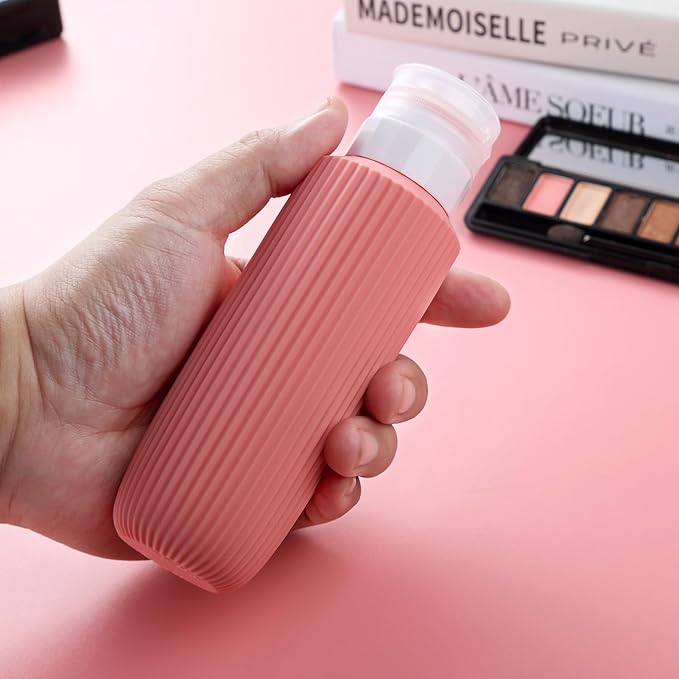 Travel Bottles for Toiletries, Large 6oz Travel Size Containers, BPA Free Leak Proof Tubs Refillable Liquid Accessories with Toiletry Bag for Cometic Shampoo and Lotion Soap (4 Pack)