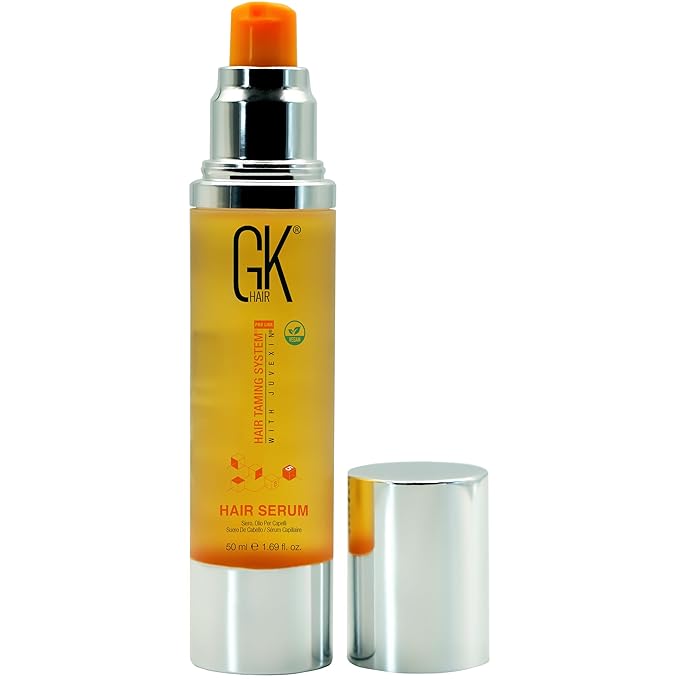 GK HAIR Oil - Argan Oil Heat Protectant Serum -Lightweight Hair Serum -Perfect For Keratin,Frizzy, Curly, Dry & Damaged ends-Adds Shine and Smooths,Paraben, Phthalate and Sulfate Free (1.69 oz)