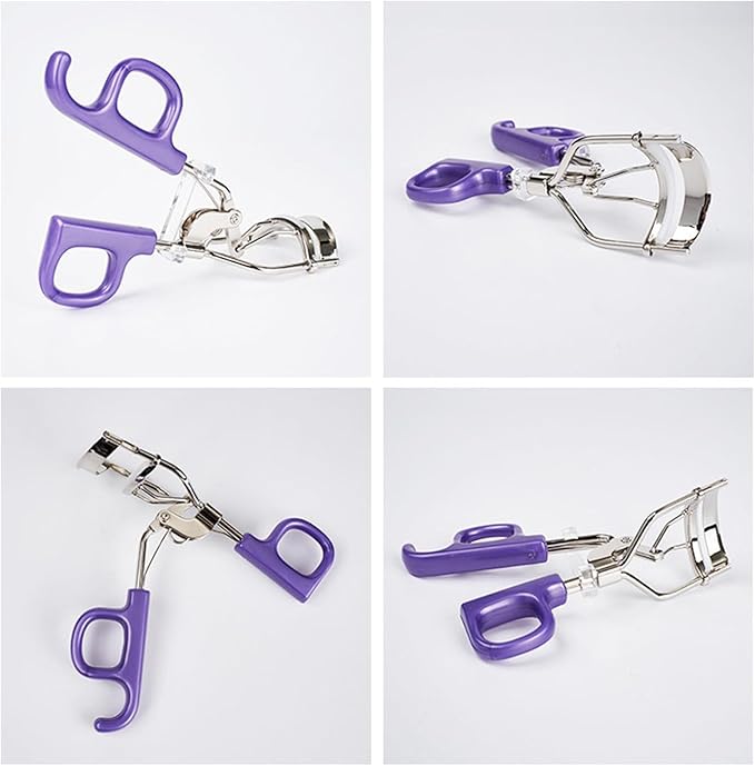 Eyelash Curler, Professional Eyelash Curler, Wide Fit Comfortable Curved Design with Non-Slip Grip, Clump-Free Lift, All The Way Up Lash Curler, Achieve Perfect Curls in 5 Seconds (Purple)