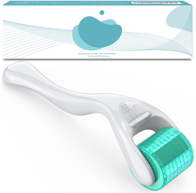 Derma Roller 192 Titanium Individual Real Micro Needles Microneedle Roller - At Home Microdermabrasion Face Beard Roller Dermal Roller