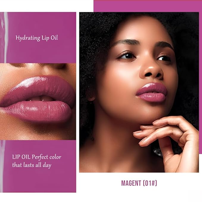 Nourishing High-Shine Lip Gloss,Hydrating & Moisturizing Lip Tint, Non-Sticky, Long-Lasting Glossy Lip Stain,Softens & Plumps Lips for Smooth,Gentle Formula for Dry Lips 01#Magenta