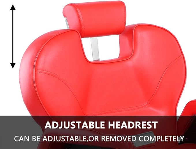 mefeir Reclining Barber Chair All Purpose for Hair Stylist Tattoo, Heavy Duty Styling Chair with 360 Degree Swivel Hydraulic Pump, Beauty Salon Spa Shampoo Equipment Red