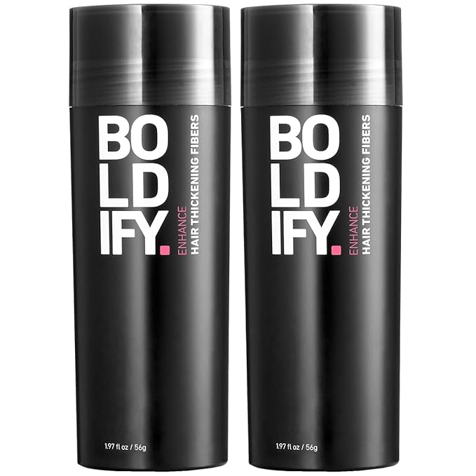 BOLDIFY Hair Fibers (2 x 56g) - Fill In Thinning and Fine Hair for an Instantly Fuller, Thicker Look - 14 Shades for Women & Men - Dark Brown