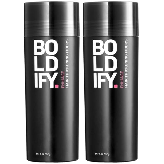 BOLDIFY Hair Fibers (2 x 56g) - Fill In Thinning and Fine Hair for an Instantly Fuller, Thicker Look - 14 Shades for Women & Men - Dark Brown