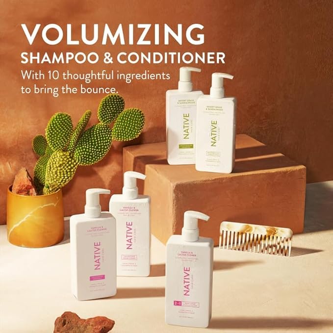 Native Vanilla & Cactus Flower Shampoo and Conditioner Contain Naturally Derived Ingredients |All Hair Type Color & Treated, Fine to Dry Damaged, Sulfate & Dye Free - 2-Pack