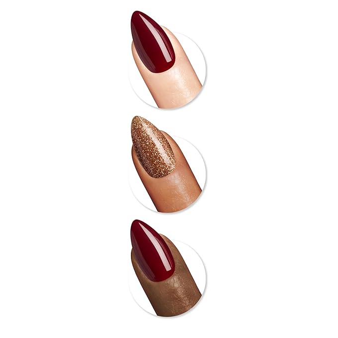 Sally Hansen Salon Effects Perfect Press-On Nails | Almond Shape | Easy to Apply, Non-Damaging | 30 Nails, Nail Glue, Adhesive Tabs, File | Cinna-Snap