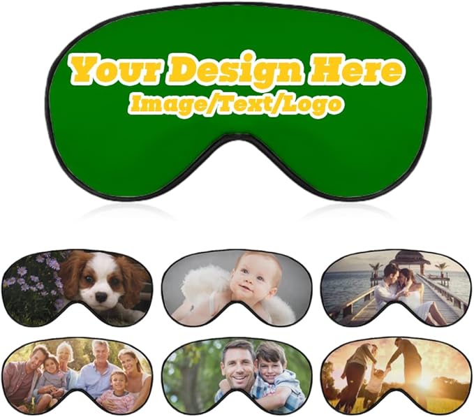 Custom Eye Mask Design Your Own Personalized Eye Shade Add Your Image Text Logo Light and Easy to Carry Effective Shadin Adjustable, Green, 8.1"x4.1"