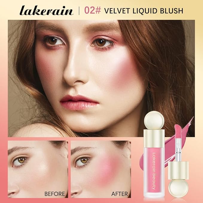 Liquid Blush Stick For Cheeks, Soft Velvet Cream Face Cheek Tint, Natural Matte Pink Red Blush Skin Tint, Waterproof Long Lasting Dewy Makeup, Moisturizing Lightweight Blendable (2#)