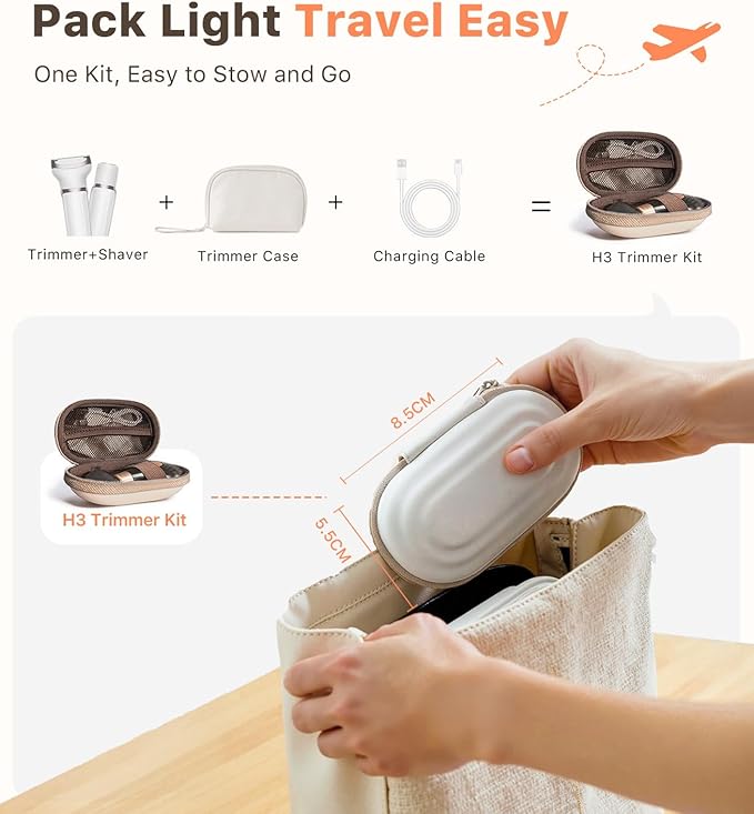 Mini Bikini Trimmer for Women - Intimate Pubic Hair Removal, Electric Body Groomer, Small Portable Wet/Dry Shaver, Magnetic Blade, USB-C Rechargeable with Travel Case, Easy to Clean (Black)