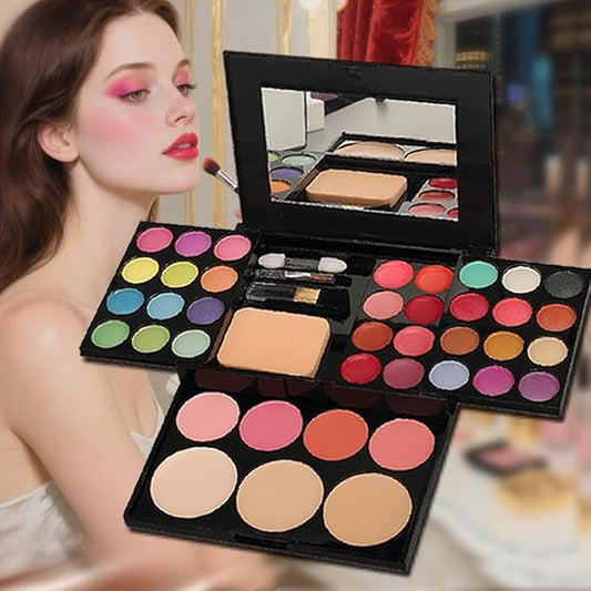 Badhare Beauty Full Face Palette Makeup Kit 24 Color Eyeshadow Palette, 8 Lip Gloss, 4 Blush, 3 Dual Powder, with Brushes & Mirror | Travel Friendly Professional Cosmetic Set with Shimmer Shades